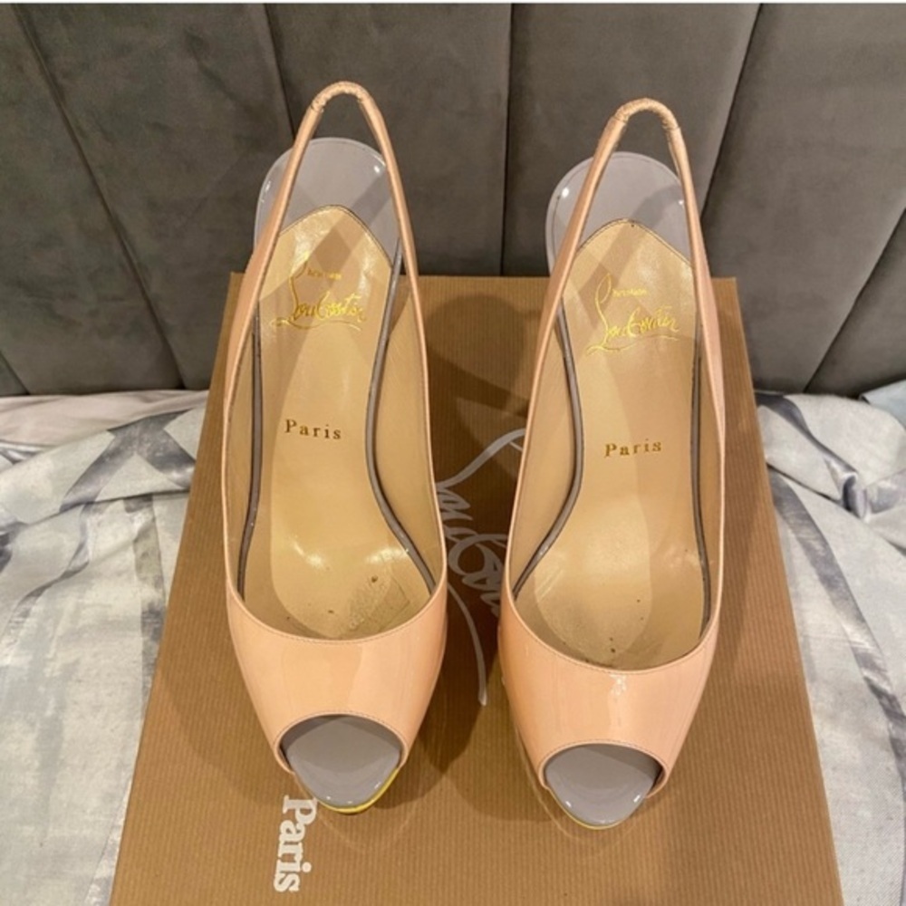 Christian Louboutin Peep Toe Slingback Heels-37.5 - Picture 6 of 9